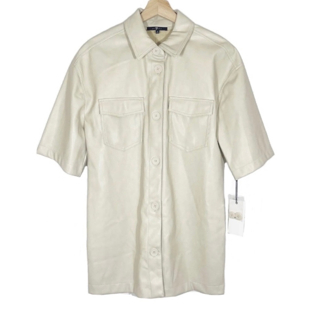 7 for all mankind white jacket faux leather